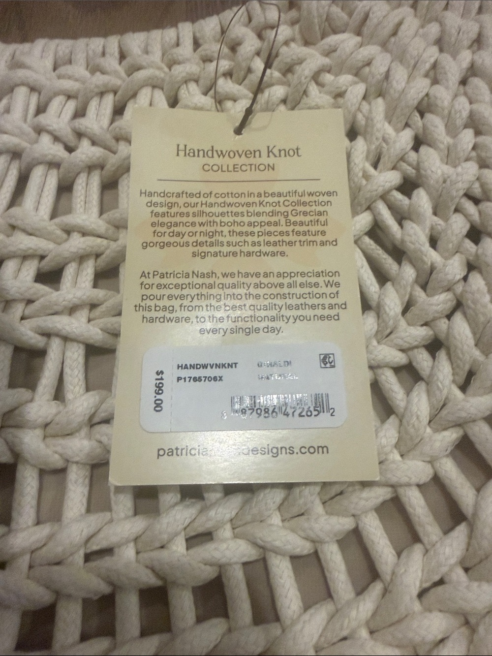 Patricia Nash Cream Woven Rope Tote - Picture 3 of 4
